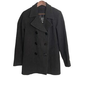 J Percy Wool Peacoat Charcoal Double Breasted Coat Women Size 2 USA Vintage